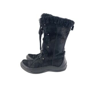 The North Face, Solid Lace Up Round Toe Winter Snow Boots Women's Size 7.5 Black